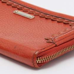 Burberry Prorsum Orange Leather Zip Around Wallet