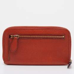 Burberry Prorsum Orange Leather Zip Around Wallet