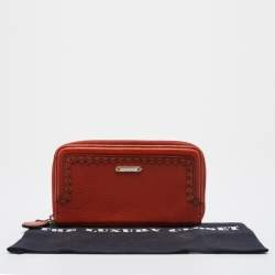 Burberry Prorsum Orange Leather Zip Around Wallet