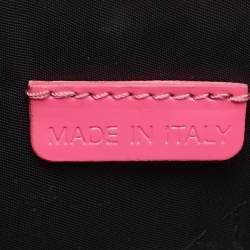 Pre Owned Burberry Propsum Pink Patent Leather Bridle Elongated Clutch Bag