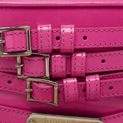 Pre Owned Burberry Propsum Pink Patent Leather Bridle Elongated Clutch Bag