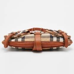 Burberry Beige/Brown House Check Canvas and Leather Shoulder Bag