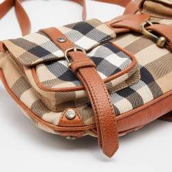 Burberry Beige/Brown House Check Canvas and Leather Shoulder Bag