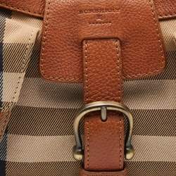 Burberry Beige/Brown House Check Canvas and Leather Shoulder Bag