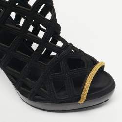 Pre Owned Burberry Prorsum Black Cutout Suede Ankle Length Boots Size 38