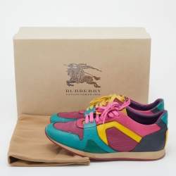 Burberry Prorsum Multicolor Mesh And Leather Slip On Sneakers Size 40.5