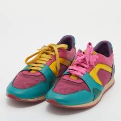 Burberry Prorsum Multicolor Mesh And Leather Slip On Sneakers Size 40.5