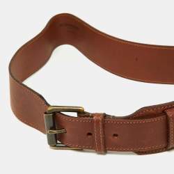 Burberry Brown Leather Buckle Belt 80CM