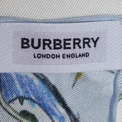 مملوكة مسبقًا Burberry White Marine Sketch Print Silk Scarf