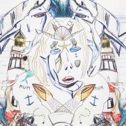 مملوكة مسبقًا Burberry White Marine Sketch Print Silk Scarf