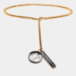 Pre Owned Burberry Bottle Cap Logo Tag Gold Tone Chain Belt