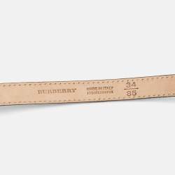 Pre Owned Burberry Blue Leather Studded Slim Belt 85 CM