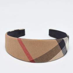 Burberry Brown Check Pattern Canvas Wide Headband