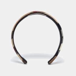 Burberry Brown Check Pattern Canvas Wide Headband