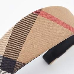 Burberry Brown Check Pattern Canvas Wide Headband