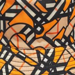 Pre Owned Burberry Nylon Orange Printed Bucket Hat L