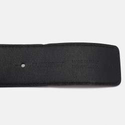 Pre Owned Burberry Black/Brown Leather TB Logo Reversible Belt M