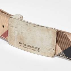 Burberry Beige Nova Check Coated Canvas Logo Plaque Belt 100CM