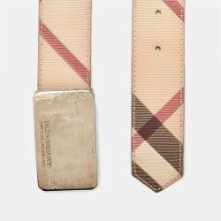 Burberry Beige Nova Check Coated Canvas Logo Plaque Belt 100CM