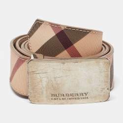 Burberry Beige Nova Check Coated Canvas Logo Plaque Belt 100CM
