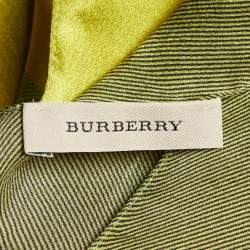 مملوكة مسبقًا Burberry Yellow/Green Giant Check Print Silk Stole