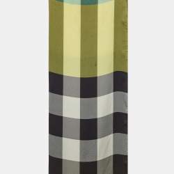 مملوكة مسبقًا Burberry Yellow/Green Giant Check Print Silk Stole