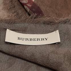 Pre Owned Burberry Grey Chain Print Chiffon Square Scarf 