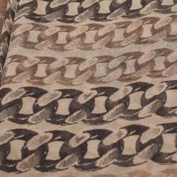 Pre Owned Burberry Grey Chain Print Chiffon Square Scarf 