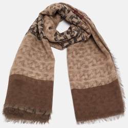 Pre Owned Burberry Grey Chain Print Chiffon Square Scarf 