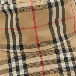 Pre Owned Burberry Beige Nova Check Cotton Blend Bucket Hat