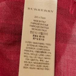 Burberry Red Checked Wool Blend Scarf