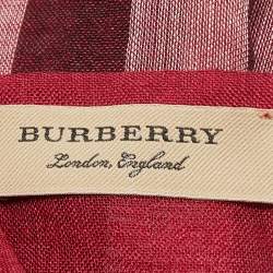 Burberry Red Checked Wool Blend Scarf