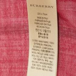 Burberry Red Checked Wool Blend Scarf