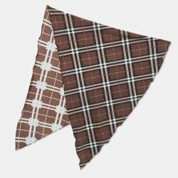 Burberry Brown Checked Jersey Triangular Scarf Top M