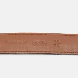 Pre Owned Burberry Brown/Beige Super Nova Check Canvas and Leather Upshall Belt 70CM