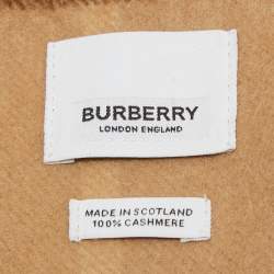 Pre Owned Burberry Beige Checked Cashmere Stole 