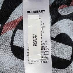 Pre Owned Burberry Blue/White TB Monogram Wool Blend Scarf