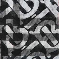 Pre Owned Burberry Blue/White TB Monogram Wool Blend Scarf