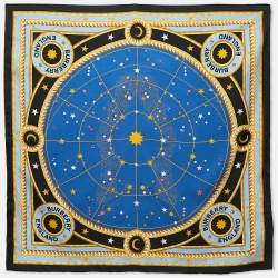 مملوكة مسبقًا Burberry Blue Astrological Print Silk Square Scarf