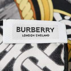Pre Owned Burberry Black Deer Print Silk Square Scarf