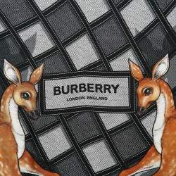 Pre Owned Burberry Black Deer Print Silk Square Scarf