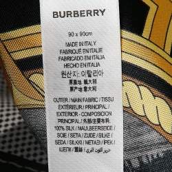 Burberry Black/Yellow Deer Print Silk Square Scarf