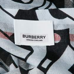 مملوكة مسبقًا Burberry Blue/Black TB Monogram Silk and Wool Scarf