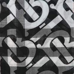 مملوكة مسبقًا Burberry Blue/Black TB Monogram Silk and Wool Scarf