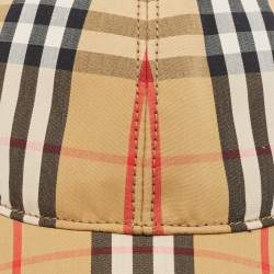 Pre Owned Burberry Beige Vintage Nova Check Cotton Baseball Cap M