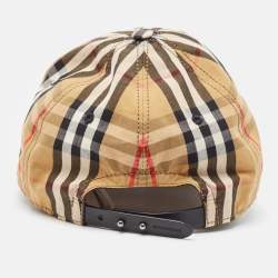 Pre Owned Burberry Beige Vintage Nova Check Cotton Baseball Cap M