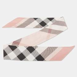 مملوكة مسبقًا Burberry Pink Vintage Checks Silk Bandaeu Scarf