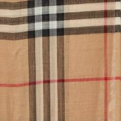 مملوكة مسبقًا Burberry Beige Nova Check Silk & Wool Scarf