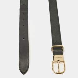 Burberry Black Check Embossed Leather Slim Belt 85 CM