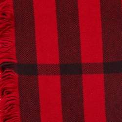 Pre Owned Burberry Black/Red Gaint Check Wool Fringed Scarf